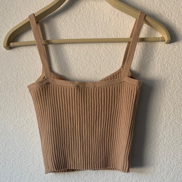 Stylish Ribbed Knit Cami in Tan - Picture 2 of 2